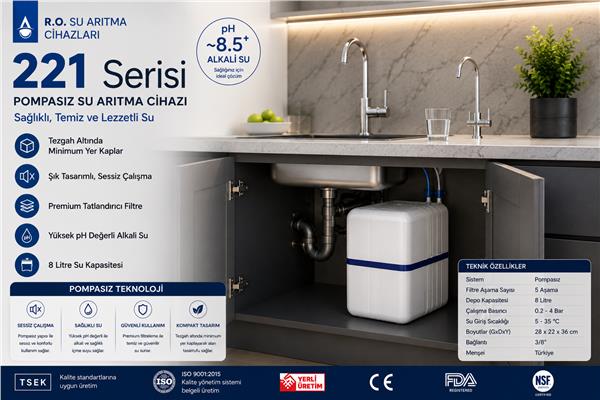 221 ŞEFFAF SERİ - Pompasız Su Arıtma Cihazı